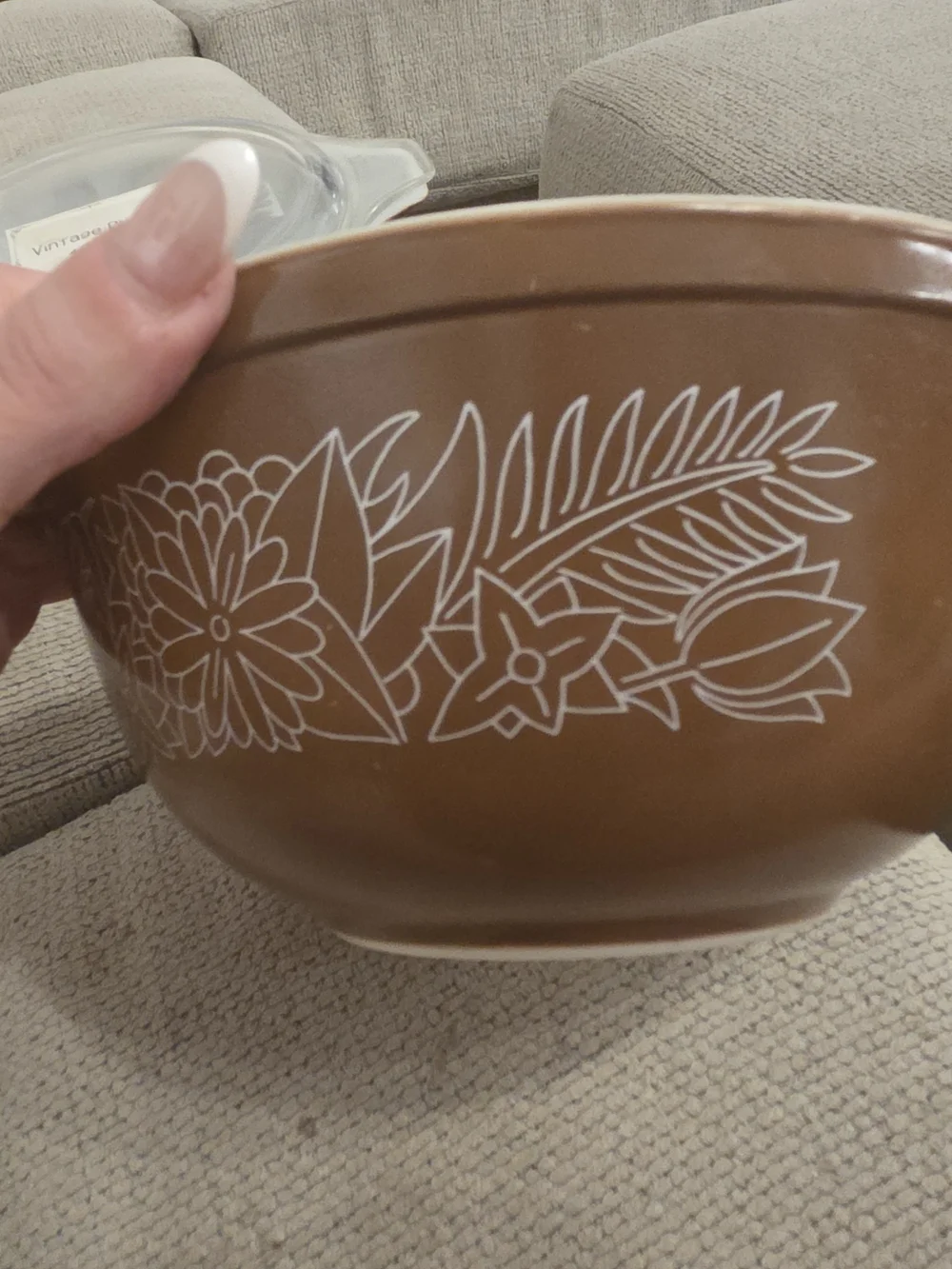 Pyrex Brown Floral Mixing Bowl and Lidded Casserole Set